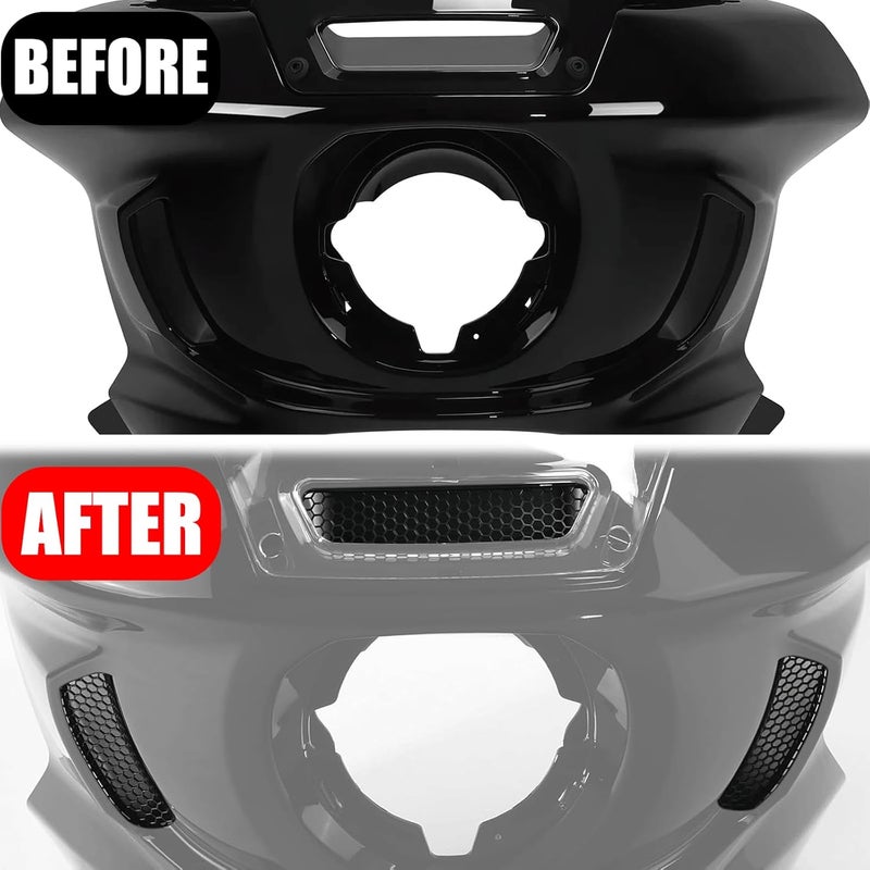 VPZMT Fairing Mesh Vent Screen Grills for Harley Softail 2022-2025 Low Rider ST FXLRST, 2022 Low Rider El Diablo FXRST Models, Black Metal - Image 2